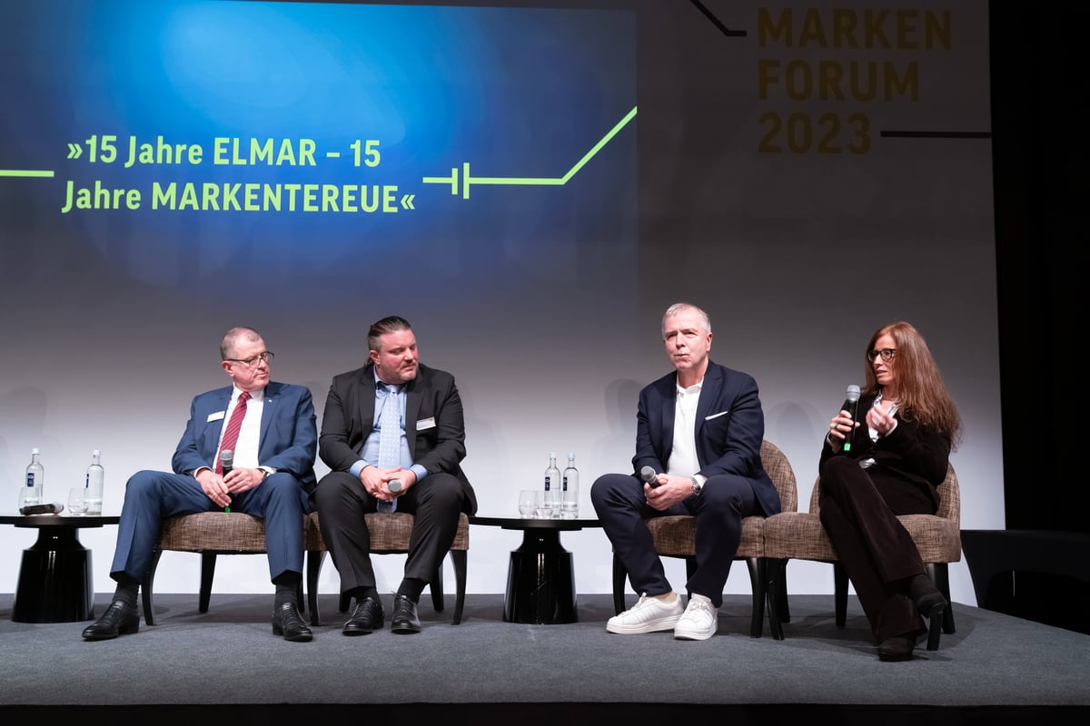 Podiumsdiskussion beim Markenforum 2023 mit dem Thema „15 Jahre ELMAR – 15 Jahre Markentreue“